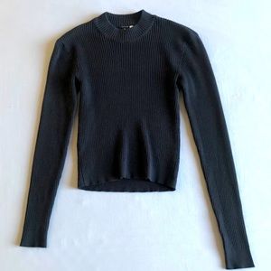 H&M Black Ribbed Top with Long Sleeves